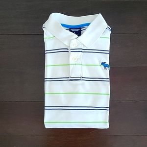 BOY'S ABERCROMBIE BLUE AND WHITE POLO SHIRT SIZE L